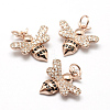Brass Micro Pave Grade AAA Cubic Zirconia Charms ZIRC-P072-02RG-NR-1
