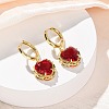 Valentine's Day Heart Brass & Glass Hoop Earrings EJEW-Z164-23G-3