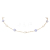 Synthetic Blue Lace Agate Star & Natural Freshwater Pearl & Brass Link Chain Necklaces NJEW-JN05687-02-2