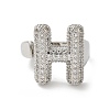 Letter Brass Micro Pave Clear Cubic Zirconia Open Cuff Ring for Women RJEW-N046-03H-P-2