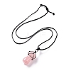 Natural Rose Quartz Mushroom Pendant Necklace NJEW-E065-01D-2