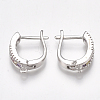 Brass Micro Pave Cubic Zirconia Hoop Earring Findings with Latch Back Closure EJEW-S201-105-2