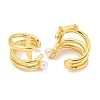 Brass with ABS Imitation Pearl Cuff Earrings for Women EJEW-C104-165G-2