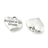 Wedding Theme Antique Silver Tone Tibetan Style Alloy Heart with Mother of the Groom Rhinestone Charms LS-TIBEP-N005-17A-1