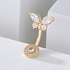 Brass Clear Cubic Zirconia Butterfly Curved Barbell Belly Rings WG440FB-02-1