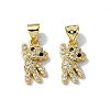 Rack Plating Real 18K Gold Plated Brass Micro Pave Cubic Zirconia Pendants KK-B084-11G-1