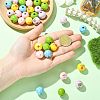 40Pcs 10 Colors Easter Theme Printed Wood Beads WOOD-FS0002-55A-4