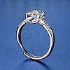 Rhodium Plated 925 Sterling Silver Micro Pave Cubic Zirconia Adjustable Rings AJEW-U007-22P-4