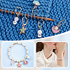 Starfish/Shell/Number Alloy Enamel & Acrylic Pendant Locking Stitch Markers HJEW-AB00585-5