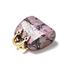 Natural Rhodonite Brass Pendants KK-E274-01G-21-3