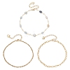 Natural Labradorite Nuggets & 304 Stainless Steel Link Chain 3 Layer Anklets for Women AJEW-AN00743-03-5