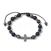 Natural Lava Rock Braided Bead Bracelets for Women Men BJEW-JB11138-01-1