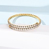 304 Stainless Steel Micro Pave Cubic Zirconia Open Cuff Bangles for Women BJEW-K293-04B-G-2