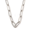 304 Stainless Steel Paperclip Chain Necklace for Women NJEW-C011-03P-02-4