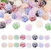80Pcs 8 Colors Frosted Resin Flower Cabochons CRES-TA0001-27-1