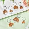 Natural Red Aventurine Chip & Alloy Tree of Life Pendant Keychain KEYC-JKC00648-01-2