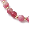 Natural Watermelon Tourmaline Beaded Braided Bead Bracelets for Women BJEW-JB12528-01-3