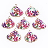 Electroplate Printed Natural Scallop Shell Pendants X-SSHEL-R047-04-A06-2