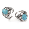 Oval Synthetic Turquoise Cuff Rings RJEW-B107-06AS-02-1