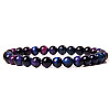 Natural Rainbow Tiger Eye Round Beaded Stretch Bracelet SF8562-6-1