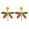 Alloy & Raffia Dangle Stud Earrings FS-WGCB008-01-1