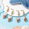 Alloy Natural Shell Beaded Dangle Stud Earrings EJEW-JE06268-1