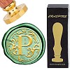 Brass Wax Seal Stamps with Wood Handle AJEW-WH0412-0249-1