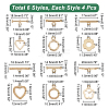 DICOSMETIC 24Pcs 6 Styles Rack Plating Brass Toggle Clasps KK-DC0001-45-2