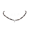 2Pcs 2 Style Clear Cubic Zirconia Moon & Star Charm Necklaces Set NJEW-JN04149-5