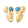 Flower 304 Stainless Steel Synthetic Turquoise Stud Earrings for Women EJEW-U046-16G-4