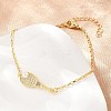 Brass Micro Pave Clear Cubic Zirconia Link Bracelets for Women KK-CBA68DA-01-2