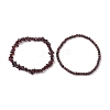 Chip & Round Natural Garnet Beaded Stretch Bracelets for Women BJEW-JB10189-04-3