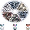 210Pcs 6 Colors Electroplated Natural Lava Rock Beads G-OC0001-97-1