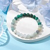 8mm Round Natural Flower Amazonite & Imperial Jasper & Quartz & Dyed Crackle Agate Beaded Stretch Bracelets BJEW-TA00514-03-2