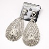 Elegant Women's Sparkling Dangling Alloy Teardrop Pendant Glass Rhinestone Ear Studs X-EJEW-L070-09-1