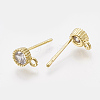 Brass Cubic Zirconia Stud Earring Findings KK-T035-82-2