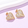 Broken Heart Brass Micro Pave Cubic Zirconia Stud Earrings EJEW-B153-19G-04-1