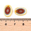 Natural Freshwater Shell Double Face Printed Oval Charms SHEL-T020-05G-3