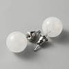 Natural Quartz Crystal Round Stud Earrings EJEW-WH0012-043P-14-2