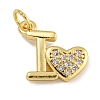 Rack Plating Brass Micro Pave Clear Cubic Zirconia Charms KK-U030-22G-1