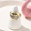 Brass Micro Pave Clear Cubic Zirconia Cuff Finger Rings for Women RJEW-B112-12GP-3