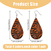 FIBLOOM 4 Pairs 4 Colors PU Leather Dangle Earrings with Steel Iron Pins EJEW-FI0003-09-9