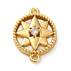 Brass Clear Cubic Zirconia Connector Charms KK-P291-19G-1