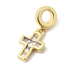 Brass Pave Clear Cubic Zirconia European Dangle Charms KK-A296-12A-G-2