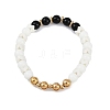 Ion Plating(IP) 304 Stainless Steel & Round Glass Beaded Stretch Bracelets for Women Men BJEW-M046-04G-4