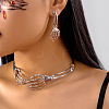 Alloy Pendant Necklaces & Stud Earrings for Women SJEW-B021-01P-1
