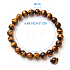 Natural Tiger Eye Round Beads Stretch Bracelets BJEW-N301-8mm-03-3