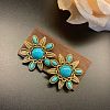 Bohemian Style Alloy & Synthetic Turquoise Stud Earrings WGE25EB-02-1