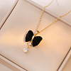 Christmas 304 Stainless Steel Rhinestone and Flocking Fabric Bowknot Pendant Necklaces for Women FS-WGD2A9A-01-1
