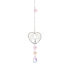 Wire Wrapped Natural Quartz Crystal Heart with Tree of Life Pendant Decorations HJEW-K046-02P-04-2